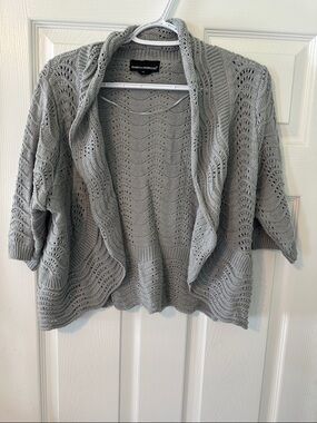 Isabella Rodriguez Gray Open Knit Cardigan Sweater Size XL